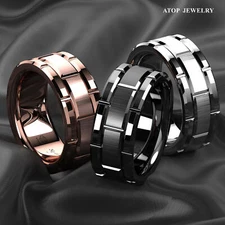 ATOP 8mm Tungsten Carbide Ring Rose Gold Black Silver for Mens Wedding Bands