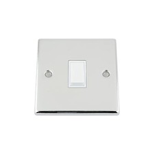 10 Amp Single Light Switch 1 Gang 2 Way in Polished Chrome Square Style
