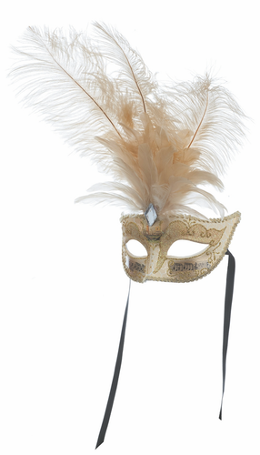 Venezianische Augenmaske - weiß mit Federn Karnevalmaske Faschingsmaske - Bild 2 von 2