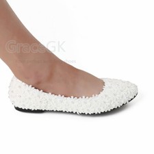WHITE/IVORY Lace Wedding Bridal Bridesmaid Flat 2"cm/3"cm Heels shoes