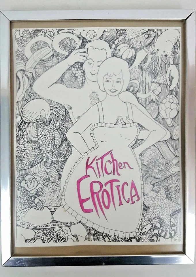 Dibujo artístico original boceto vintage erótico de cocina Foto 2 de 4