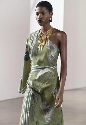 zw collection printed asymmetric dress ZARA ZW COLLECTION PRINTED ASYMMETRIC DRESS