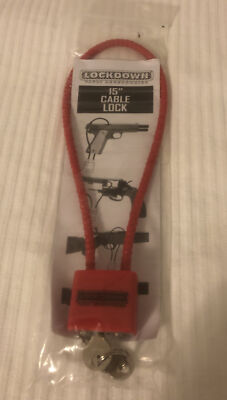 LOCKDOWN 15 Inch Cable Gun Lock Red With 2 Keys Safety Brand New 