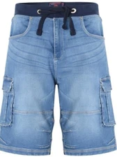 KAM NEW DITO LIGHT DENIM SHORTS ELASTICATED 40"42"44"46"48"50"52"54"56"58"60"