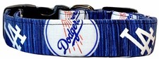 Los Angeles Dodgers Blue Weathered Look Handmade Dog Collar