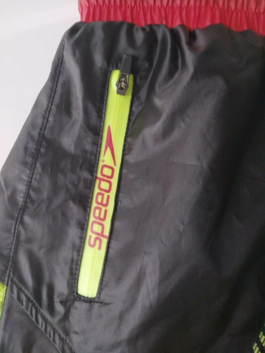 Speedo X Forever 21 Women Size M Black Red Neon Yellow Mesh Lined