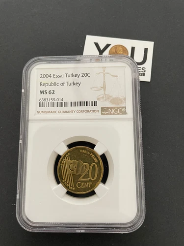 2004 Turkey, 20 Cents Euro, Essai-Trial coin NGC Graded MS 62 Pattern EURO Coin