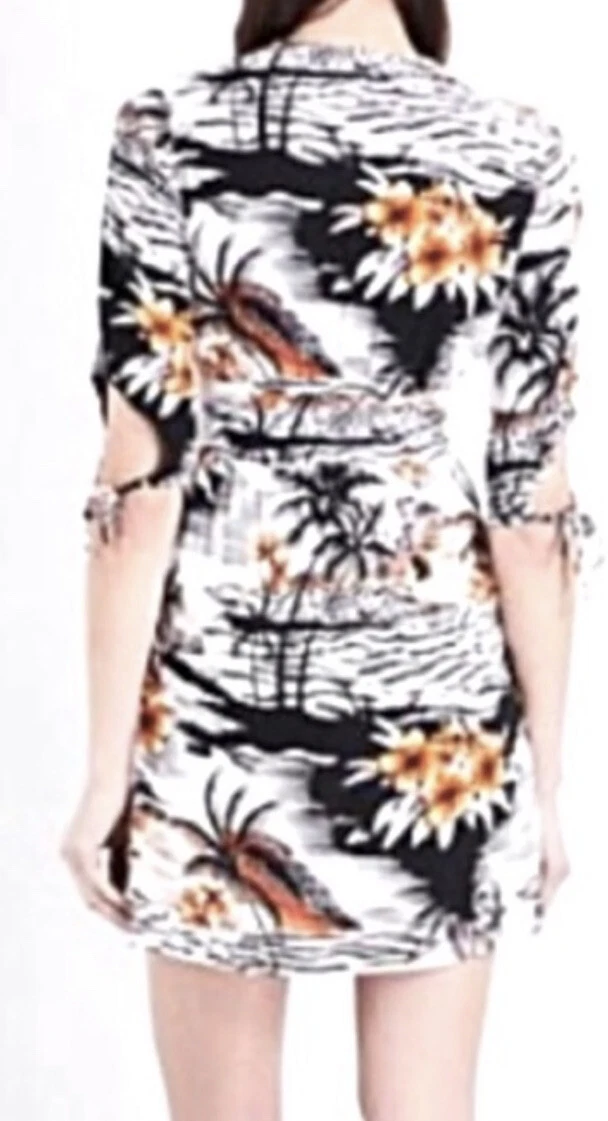 PALM ANGELS Mini abito da donna 84 Maje Rolina hawaiana stampa con bottoni sul davanti taglia 1 S tropicale