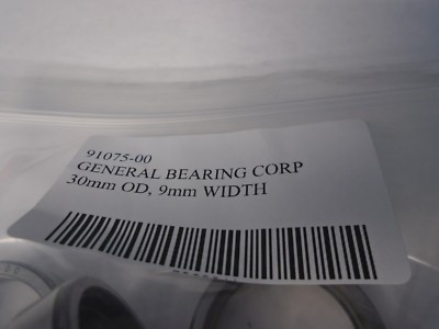 (Qty 20) 91075-00 General Bearing Corp. 30MM OD, 9MM Width Outer Ring