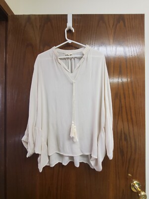 Easel Anthropologie Boho Tunic Cream Festival Hippie Sz Small Oversized