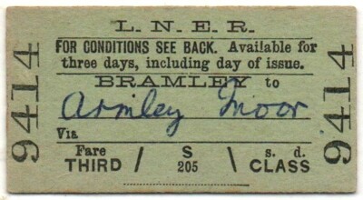 LNER Eisenbahnticket Bramley nach Armley Moor