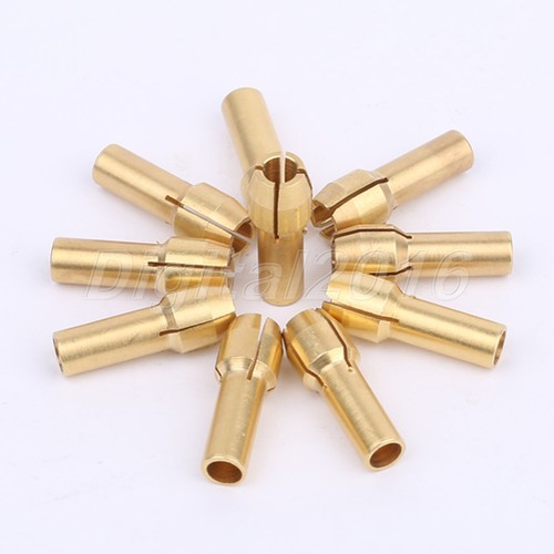 10pc 1/8" 3.2 mm Brass Collets Adapter Nut Kit Fit Grinder Shafts Rotary Tool - Picture 2 of 11