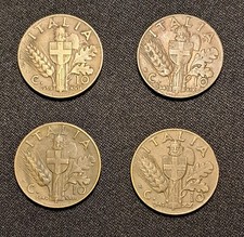 Lotto 16 monete ITA anni 1930-1950 epoca fascista -Mussolini - Vittorio Em. III