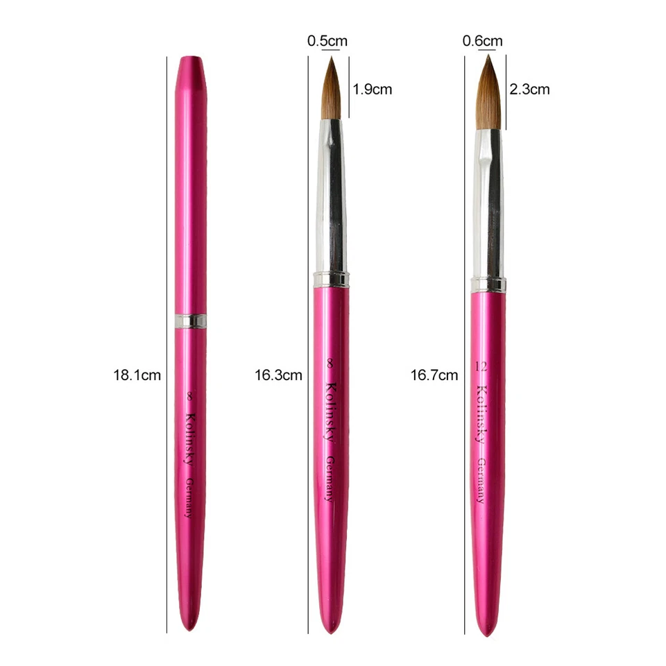 Kolinsky Acrylic Nail Brush Quality Metal Handle With Cap Size 6 to 20 (CRIMPED) - Image 4 of 4