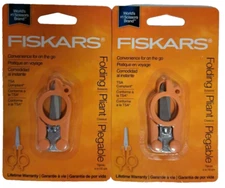 2 Fiskars Folding Travel Scissors -NEW!! For sewing on the go projects Orange 4"