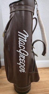 Vintage MacGregor Leather Golf Bag Brown 35” 3 Pockets Rain Cover