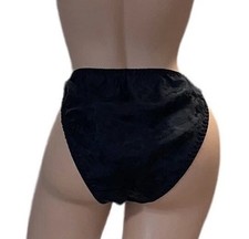 Silkscreen Black 100 Silk Shiny Satin Hi-Leg Panties Womens M/6 NWT