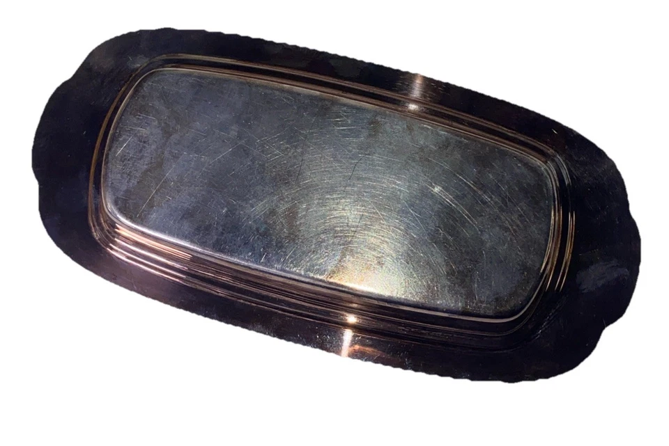 "Plato de mantequilla plateado vintage Oneida EE. UU. con tapa 8,5"" x 4""" Foto 3 de 4