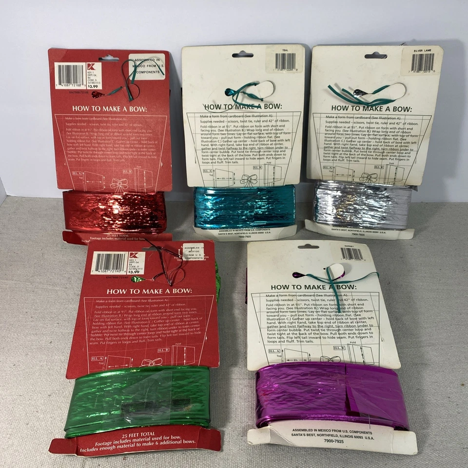 5 pacotes não usados kits de fita de papel alumínio vintage aproximadamente 25' cada novo na embalagem - Imagem 2 de 4