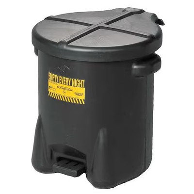 Eagle Mfg 937Flblk Oily Waste Can, 14 Gal, Black, Polyethylene, 21 In Height,