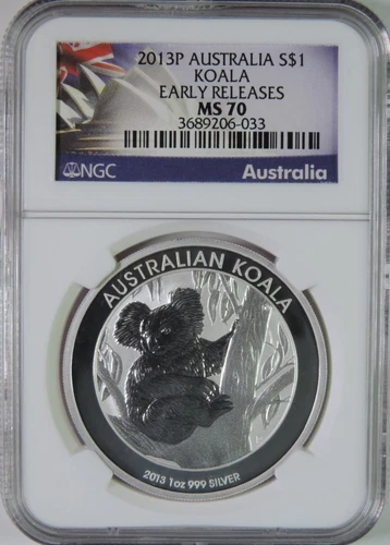 2013 P Australia Koala 1oz .999 Silver $1 Coin Early Releases NGC MS70