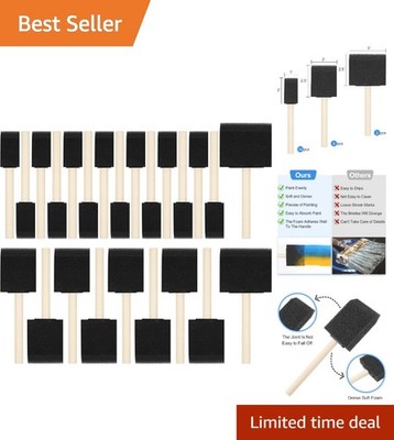 Reusable Foam Paint Brushes - 24 Pcs in Wood Design for Professional Finish