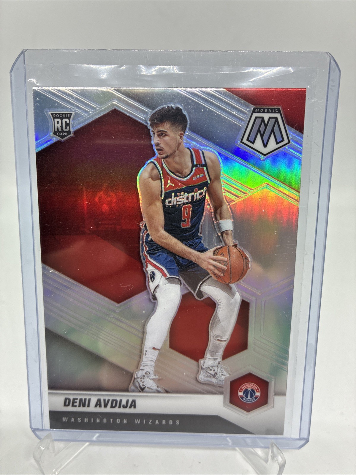 2020-21 Panini Mosaic Deni Avdija Silver Holo Prizm Rookie Card RC #217 Wizards