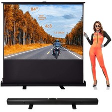 84 in Manual Pull up Projector Screen 4:3 Grey Fiberglass Curtains 4K HD grey