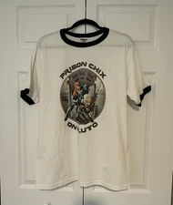 Prison Chix On Pluto NPFC.org Shirt Sz L JERZEES “i'm innocent, i swear” RARE