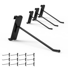 HUHOLE 32 Pack 6 Inch Gridwall Hooks for 3"x3" Wire Grid Panel   Black Heavy Dut