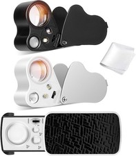VIVOSUN 3-Pack Jewelry Loupe, 30X/60X/90X Eye Loupe with UV/LED Lights, Black