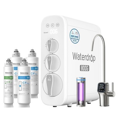 Waterdrop G3P800 Reverse Osmosis System, 800 GPD Fast Flow, Extra 4 filters