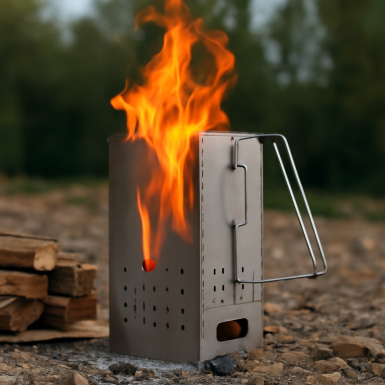 Foldable stainless steel fireplace lighter with handle