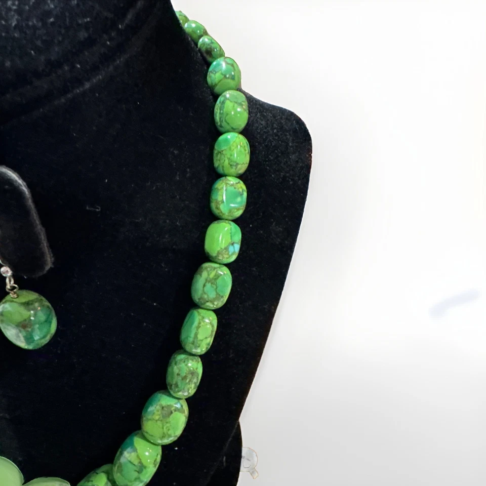 Jay King Mine Finds Green Turquoise Gemstone Bead Necklace Earrings Set - Image 4 of 4