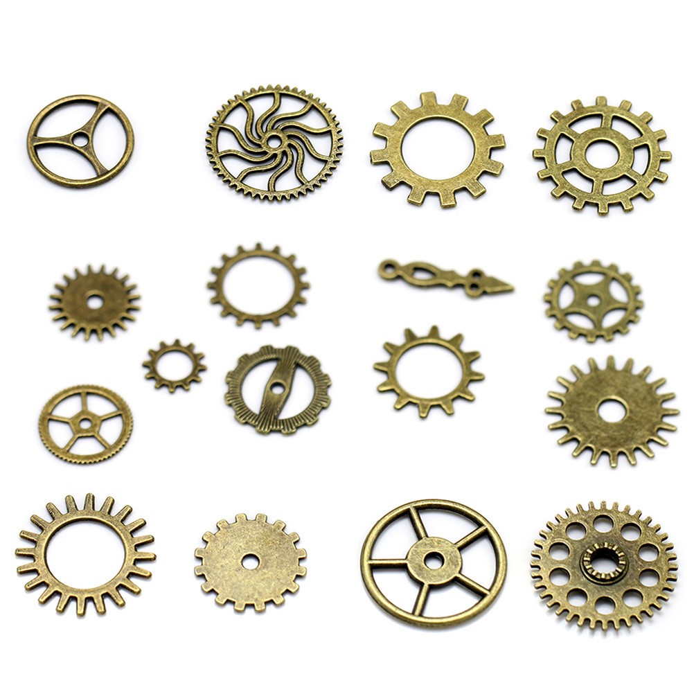 17 Pcs Vintage Style Alloy Gear Charms Pendant Clock Watch Wheel for Jewelry