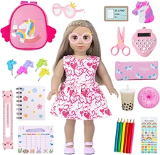 Doll Clothes and Accessories School Supplies Playset for 18 Inch Girl Doll with 