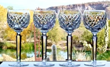 Waterford Avoca Hock Wine Glass - 7 1/2" Tall Crystal Goblets SET OF FOUR (4)