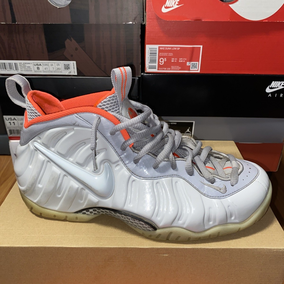 Pre- Owned Nike Air Foamposite Pro Premium Pure Platinum Mens Size 