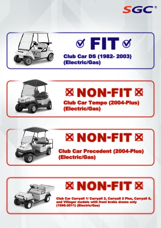 SGC 6" Heavy Duty Double A-Arm Lift Kit for Club Car DS Golf Cart 1982-2003  - Image 3 of 3