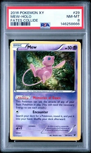 PSA 8 NM/MINT Mew Holo Rare Fates Collide Pokemon 2016 29/124