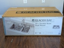Glacier Bay 33" Double Bowl Kitchen Sink 18G Stainless 2 Hole Open Box