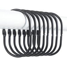 Shower Curtain Rings, 12 Pcs Shower Curtain Hooks, Oval Snap 12 Pack Black