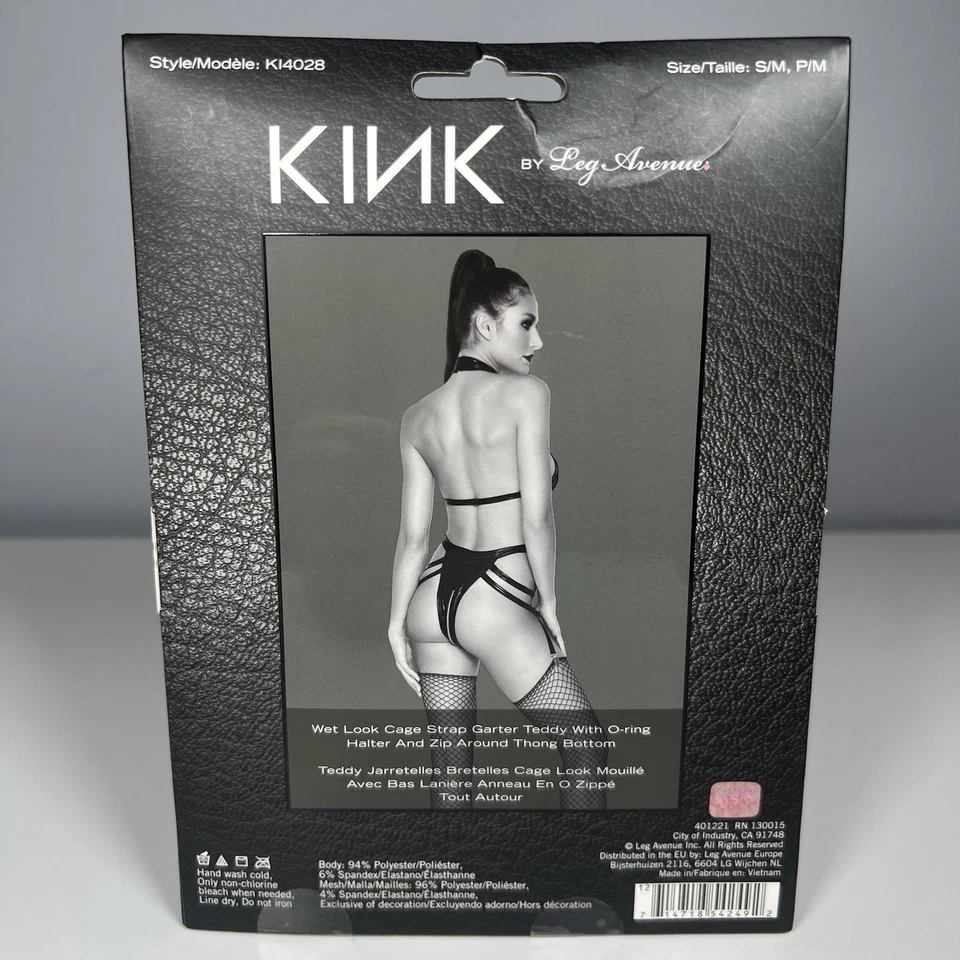 KINK By Leg Avenue BDSM Wetlook 笼带吊袜带泰迪全新! 小号 — 第 3/4 张图片
