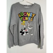 Looney Tunes Bugs Bunny Tweety Sylvester Graphic Sweatshirt Grey XL 15-17
