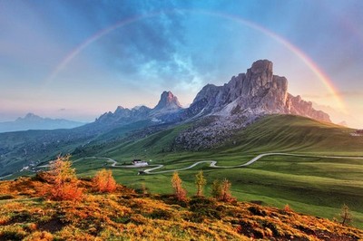 Rainbow Over The Alps Mountain Range Photo Photograph Laminated Poster 36x24