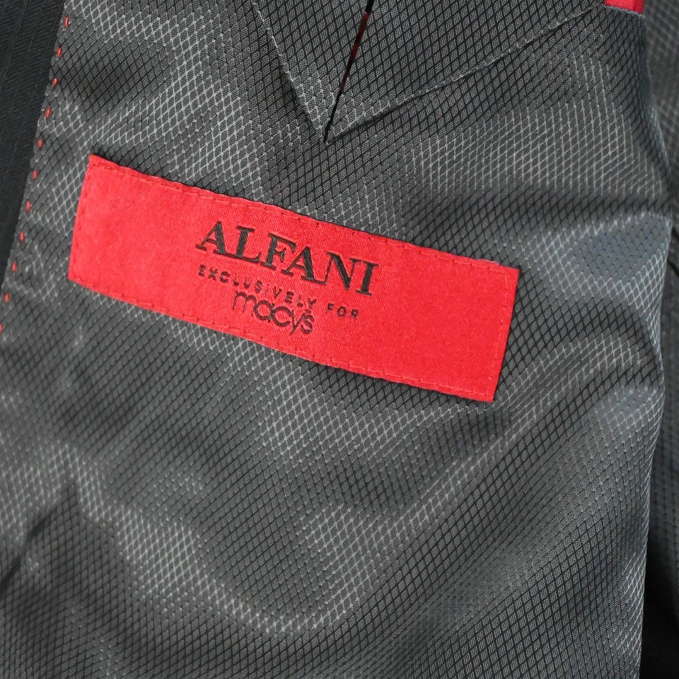 Alfani 40R 36 x 32 черный в полоску 100% шерсти Мужская куртка брюки костюм - Изображение 4 из 4