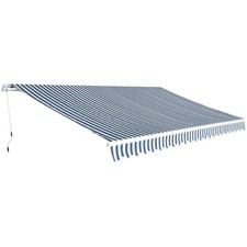 Image of Folding Awning Manual-Operated 500 Cm Blue And White