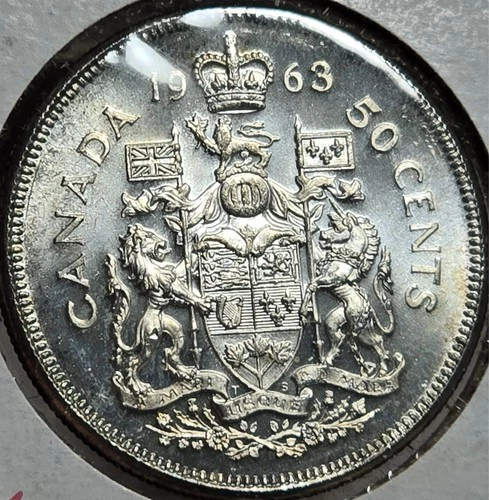 1963 Canada 50 Cents 80% Silver Proof Like World Coin