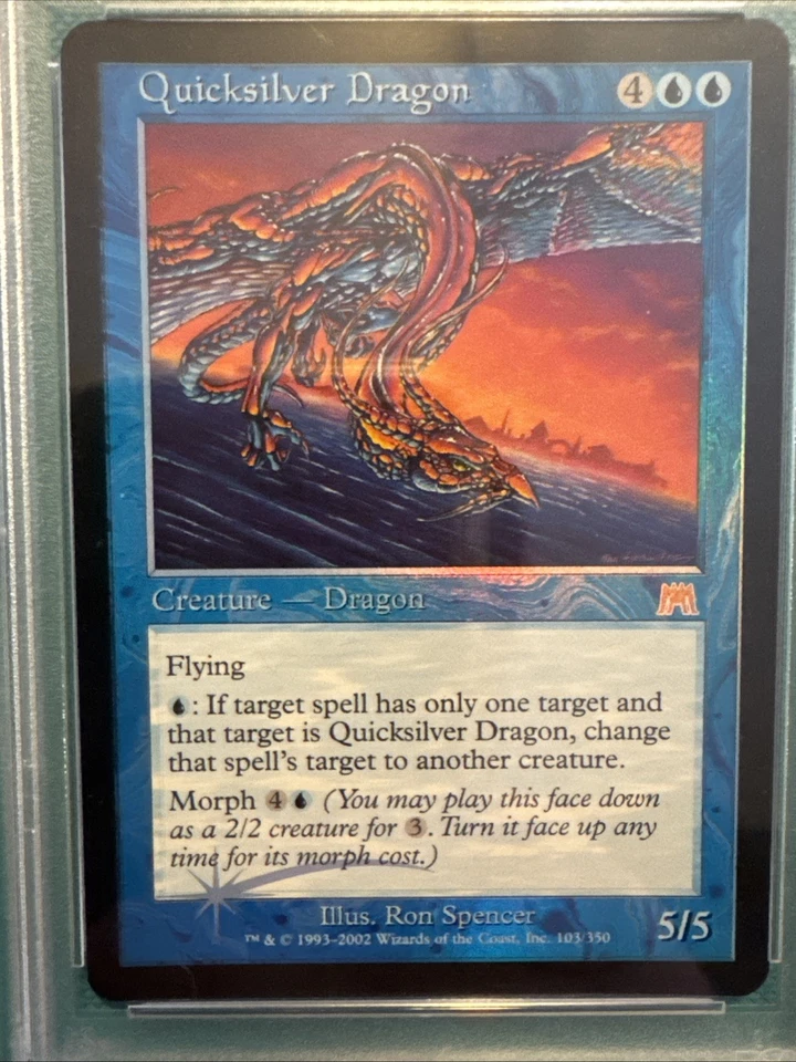 PSA 8 Quicksilver Dragon Onslaught Foil MtG Vintage Graded - Image 2 of 4
