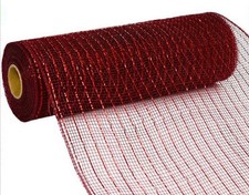 Deco Poly Mesh Ribbon 10 Inch x 30 Feet Metallic Burgundy Red Foil RE130161